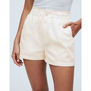 MADEWELL Cream High Waist Pull On Cargo Shorts 25 NWT